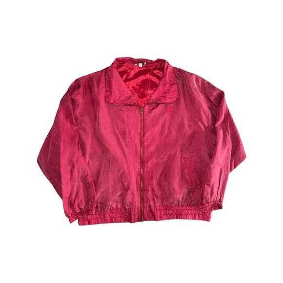 Vintage 90s Silk Red Bomber Jacket Women’s Large by Bold Spirit - Picture 2 of 8